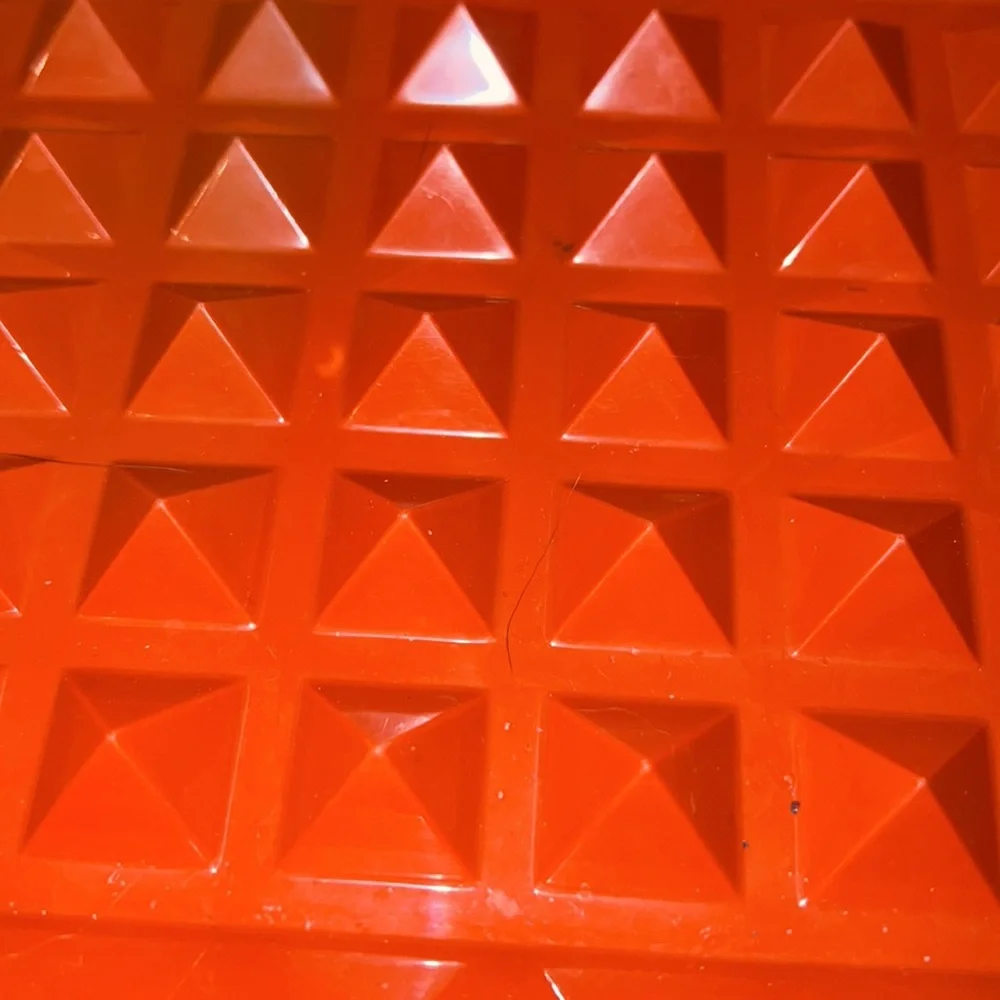 Looks new vintage Tupperware hot dog/deli meat keeper. Burnt red color